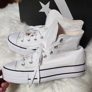 Converse/ White Platform Hi Tops